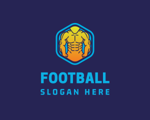 Man - Muscle Fitness Hexagon logo design