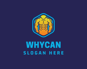 Bodybuilding - Muscle Fitness Hexagon logo design