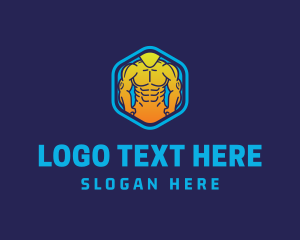 Healthy - Muscle Fitness Hexagon logo design