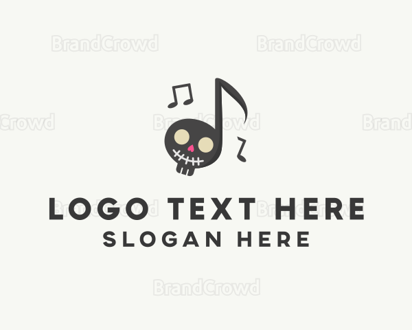 Music Note Festive Skull Logo