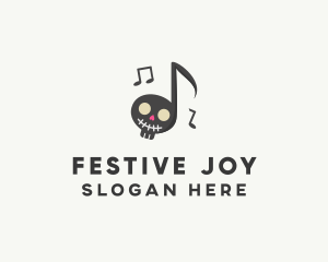 Music Note Festive Skull logo design