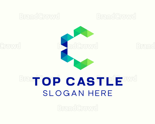 Digital Hexagon Letter C Logo