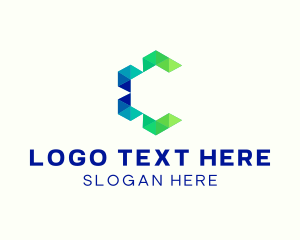 Digital Hexagon Letter C Logo