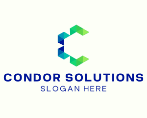 Digital Hexagon Letter C logo design