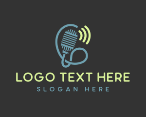 Podcast - Radio Show Microphone logo design