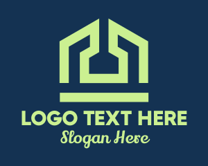 House - Green Geometric House logo design