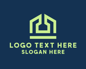 Negative Space - Geometric House Shelter logo design