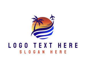 Plane - Beach Island Vacation logo design
