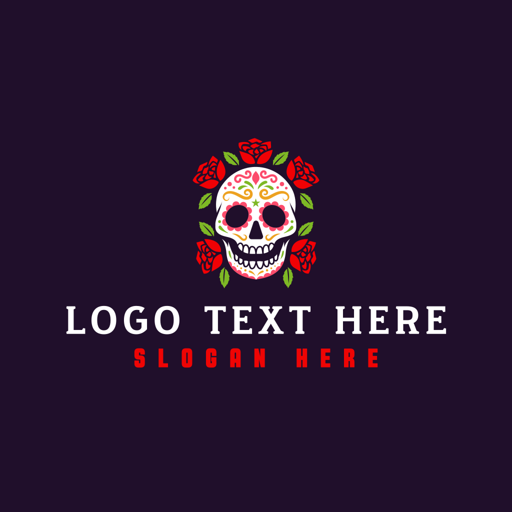 Mexican Skull Rose Logo | BrandCrowd Logo Maker