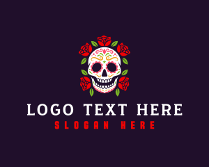 Day Of The Dead - Mexican Skull Rose logo design