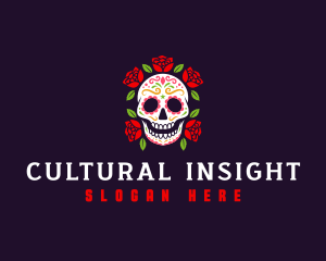 Mexican Skull Rose logo design