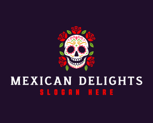 Mexican Skull Rose logo design