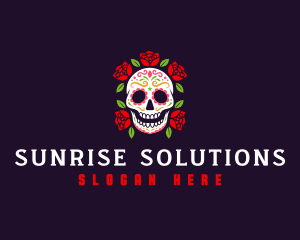 Mexican Skull Rose logo design