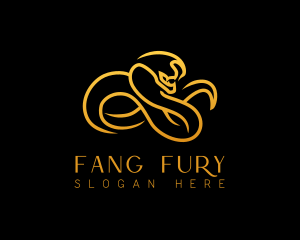 Fangs - Gold Cobra Reptile logo design