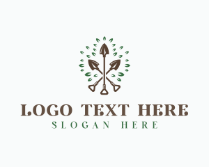 Leaves - Gardening Shovel Landscaping logo design