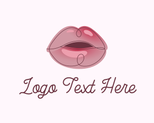 Lipstick - Glossy Full Lips logo design