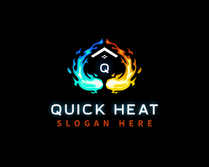 Hvac Heating Cooling Home logo design