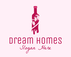 Wine Store - Wine Bottle Grape Vineyard logo design