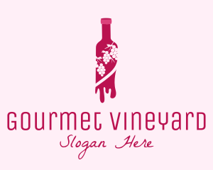 Wine Bottle Grape Vineyard logo design