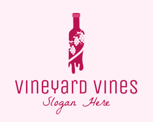 Grapevine - Wine Bottle Grape Vineyard logo design