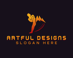 Martial Arts Athlete Lightning logo design