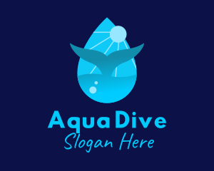 Diving - Sun Whale Tail Droplet logo design