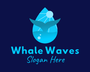 Whale - Sun Whale Tail Droplet logo design