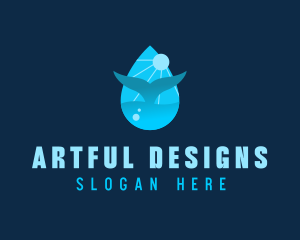 Sun Whale Tail Droplet logo design