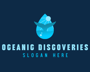 Marine Biologist - Sun Whale Tail Droplet logo design