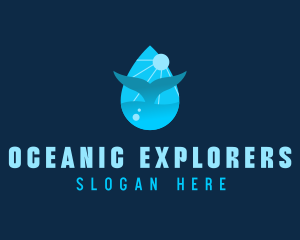 Marine Biology - Sun Whale Tail Droplet logo design