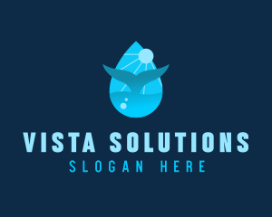 Sun Whale Tail Droplet logo design