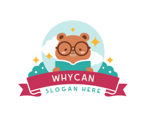Learning - Cartoon Bear Book logo design