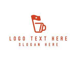 Red - Coffee Flag Cup logo design