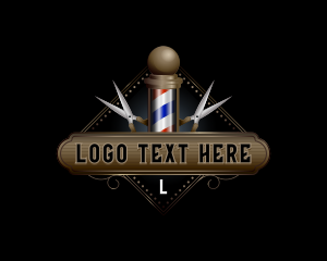 Trim - Barbershop Pole Scissors logo design