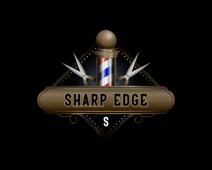 Barbershop Pole Scissors logo design