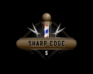 Cut - Barbershop Pole Scissors logo design