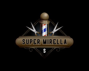 Barbershop Pole Scissors logo design