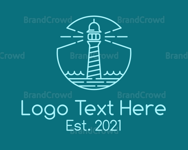 Blue Line Art Lighthouse Logo