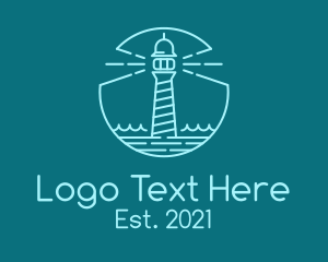 Port - Blue Line Art Lighthouse logo design