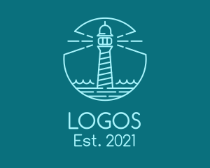 Navy - Blue Line Art Lighthouse logo design