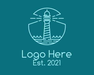 Port - Blue Line Art Lighthouse logo design