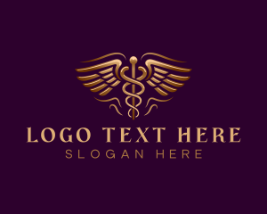 Diagnosis - Caduceus Health Wings logo design