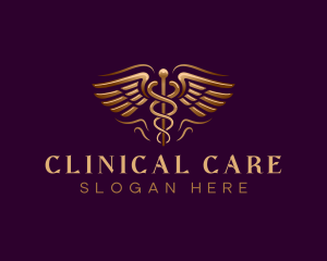 Caduceus Health Wings logo design