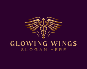 Caduceus Health Wings logo design