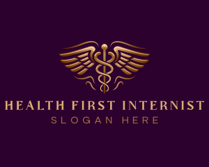 Caduceus Health Wings logo design