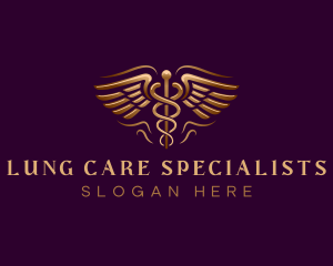 Caduceus Health Wings logo design