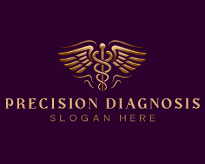 Diagnosis - Caduceus Health Wings logo design