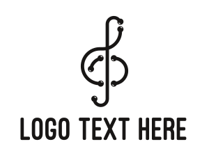 Outline - Modern Musical Note Outline logo design