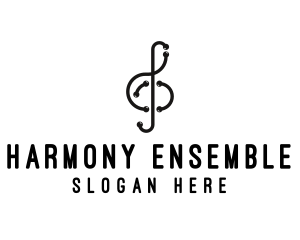 Orchestra - Modern Musical Note Segment logo design