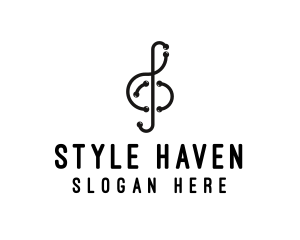 Music - Modern Musical Note Segment logo design